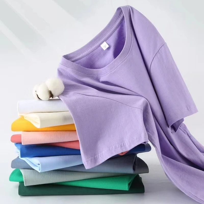 High Quality Cotton Blank Plain Tee Shirt Custom Graphics Print Embroidery logo Custom T shirt