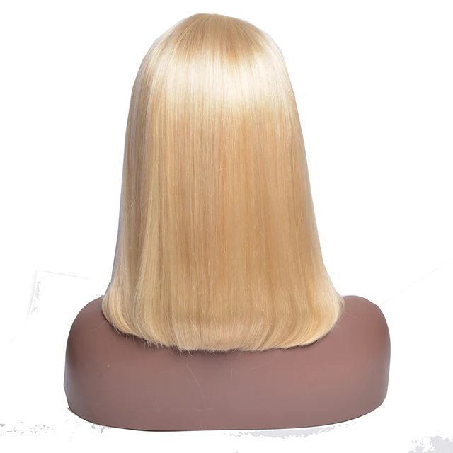 150% Density 613# Human Hair 8 10 12 14 inch Bob Lace Frontal Wig 613 Blonde Bobo Wigs