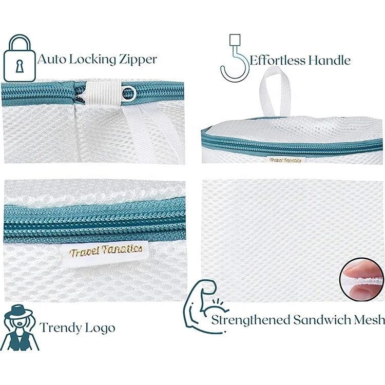 2021 Hot Sale Recycled Polyester Mesh Shoe Laundry Washing Bag for Daily Use