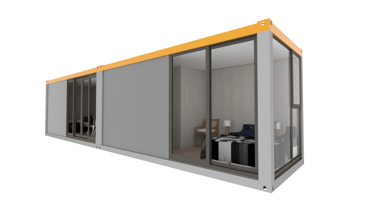 Longhe 26Sqm Prefab House Container House with One bedroom Open Kitchen French Windows Modular Luxury flat