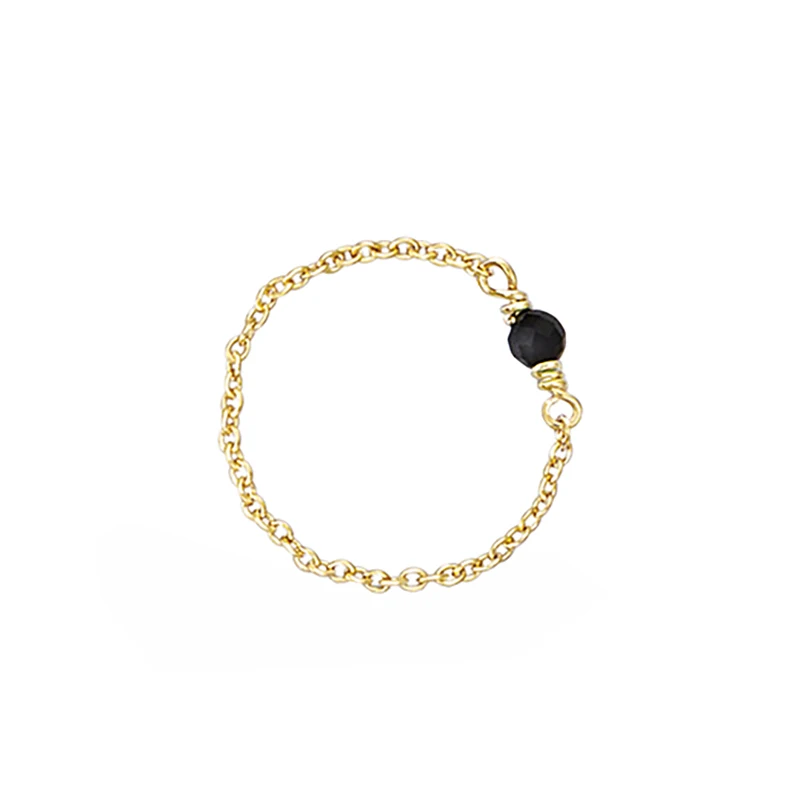 Original Imported 10K Gold Color-Preserved Soft Chain Colorful Jade Stackable Ring for Women