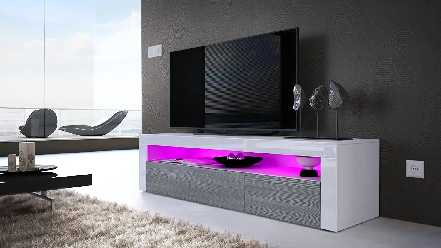 high glossy led light colorful TV Stand  Living Convertible  mail box Packing Room Modern TV cabinet