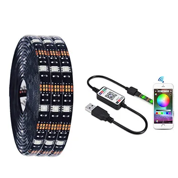 5m APP Controller TV Background Lighting RGB DC5V Bluetooth Flexible LED Strip