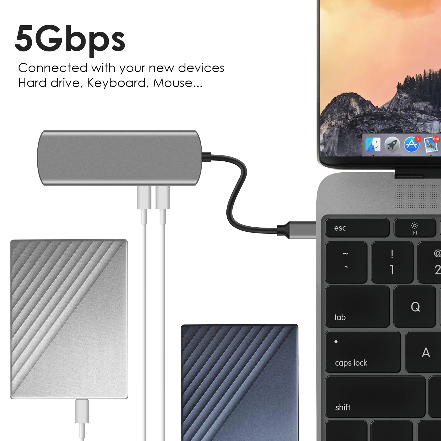 7 In 1 docking station usb type c hub Gigabit Ethernet 4k Hdmi 3.0 7 in 1 multiport Power Pass-Through Slot usb hub 7 Port