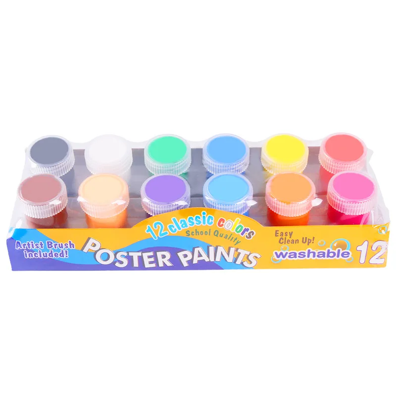 20ML Paint Set With Brush Washable Toddler Baby 12 Color Kid Finger DIY Graffiti Paint Pigment