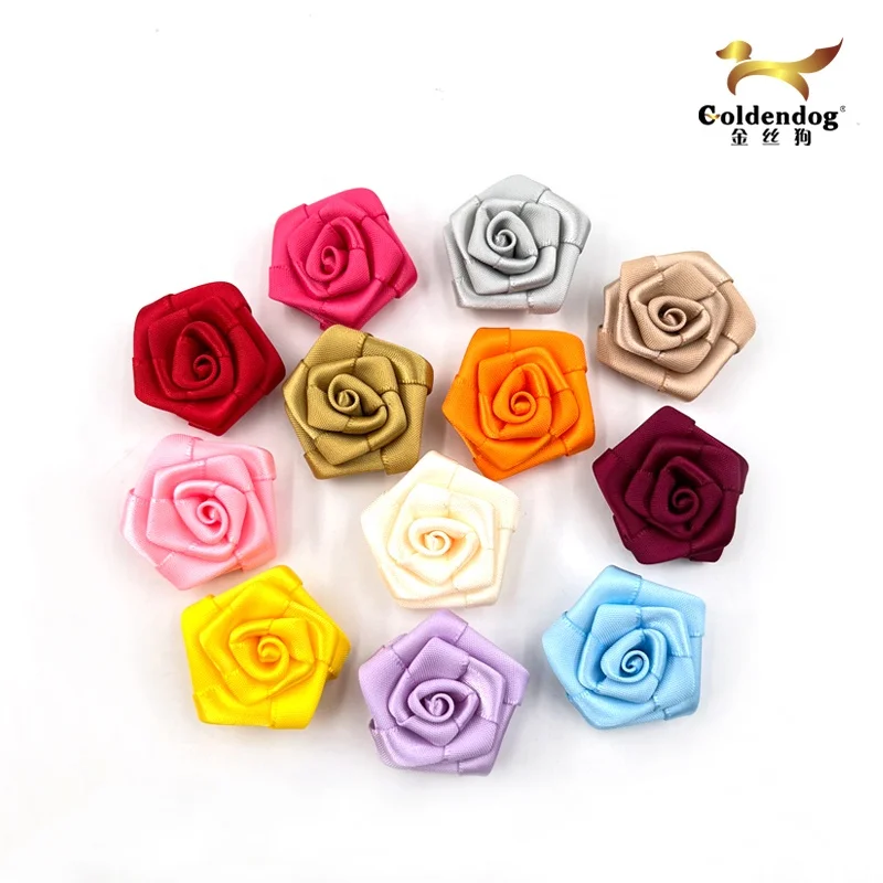 Handmade Artificial Mini Silk Ribbon Fabric Rose Diy Width Satin Flower for Wedding Decoration