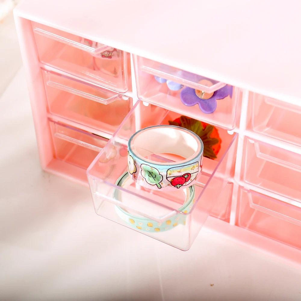 Joytop 2093 Wholesale Promotion Strawberry Accessories School Office Organizer Plastic Drawer Storage Box With 24pcs Sticker