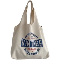 Women Large Capacity Handbag Fashion Canvas Shoulder Bag Simple Versatile Student Handbag Shopping Tote Bag Handbag