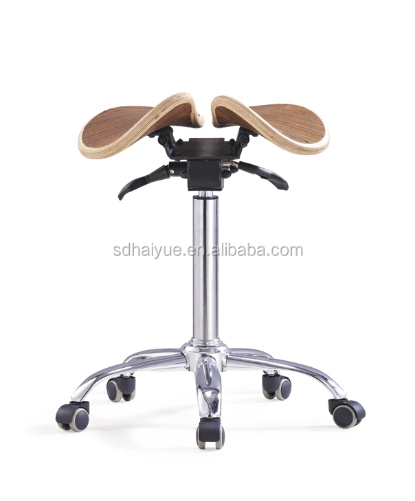 Ergonomic Plywood Saddle Seat Shaped Designer Use Stool HY5009