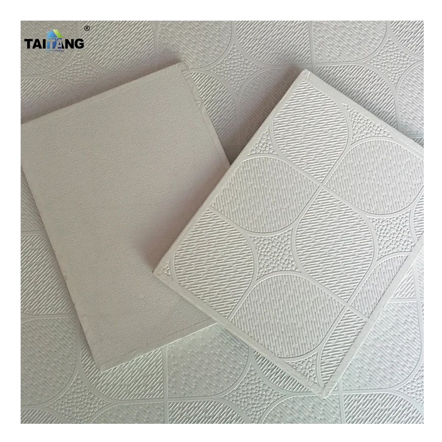 Cielo Falso Pvc 60 X 60 White Colour Drop Ceiling Tiles 2X2 Pvc Insulation Square Ceilling Gypsum Board