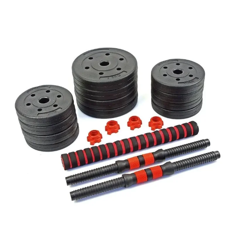 2 in 1 20KG Vinyl Cement  Dumbbell Set With Extension Bar Barbell Set