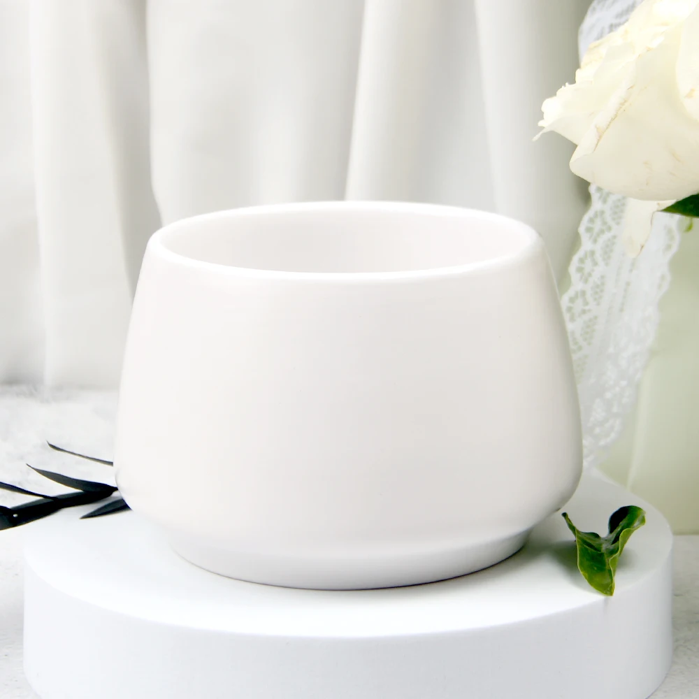 Nordic Style Large Capacity 3 Wick Candles Container White Custom Logo Vessel Glaze Luxury Candle Jars