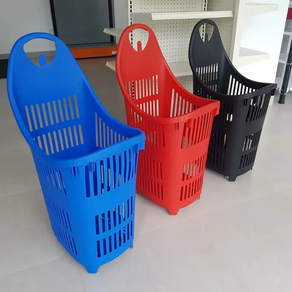 55L прочная новая пластиковая корзина для покупок и супермаркетов