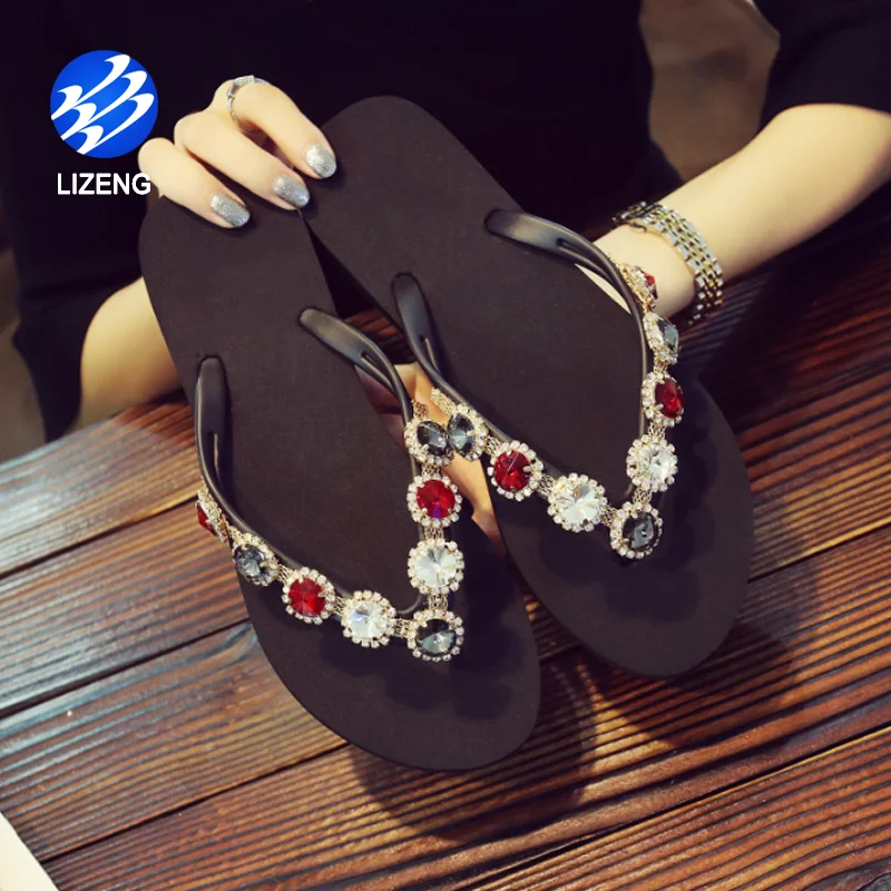 
2020 Rhinestone Beaded Bohemian Dress Flip Flop Slippers For Female 