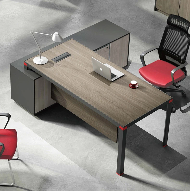 
Factory wholesale bureau chief office furniture executive desk worktop with sideboard and bookcase 