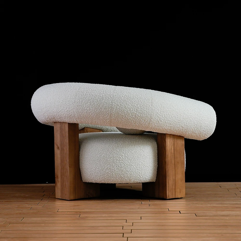 MIGLIO 5792 | Nordic Leisure Living Room Chair Home Furniture Ash Wood Armchair Modern Lounge Accent Hotel Lobby Sofa Chairs