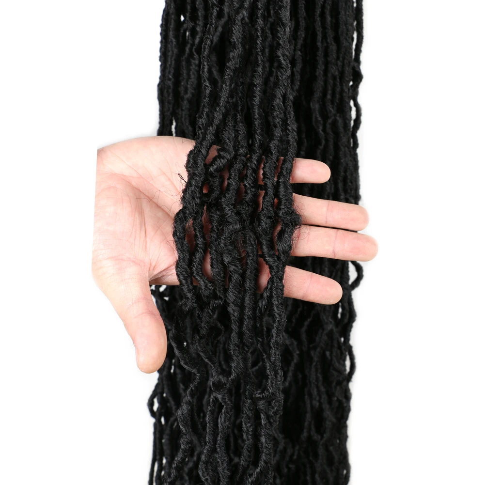14inch 18inch 24inch 36inch New Soft Locs Curly Wavy Pre-Looped Goddess Synthetic Fiber Hair Extensions Earthworm Faux Locs