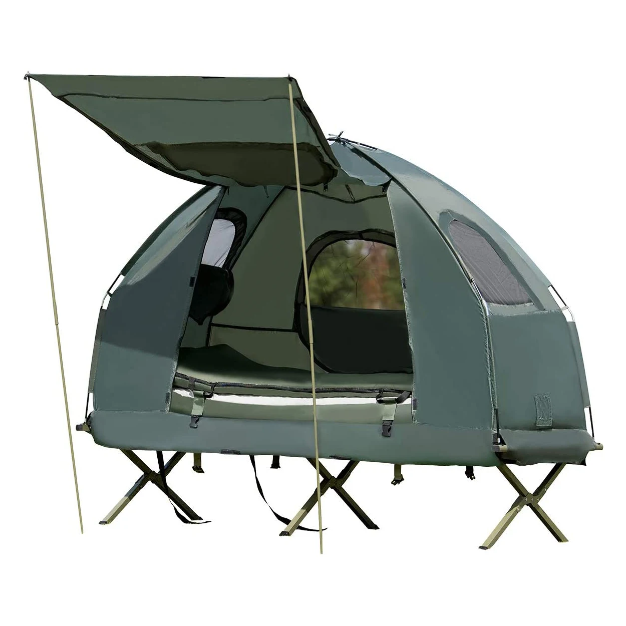 Outdoor Hiking 1-Person Elevated Tents Foldable Camping Cot Tent with Air Mattress and Sleeping Bag