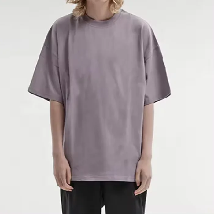 Manufacturer 260 gsm thick boxy grayish purple t shirt streetwear drop shoulder t-shirt custom graphic hip hop tshirts