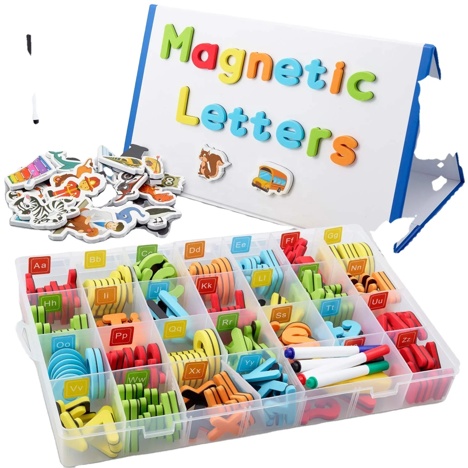 Educational Alphabet Magnetic Letters Kids English Learning Eva Foam Letters With Foldable Magnetic Board