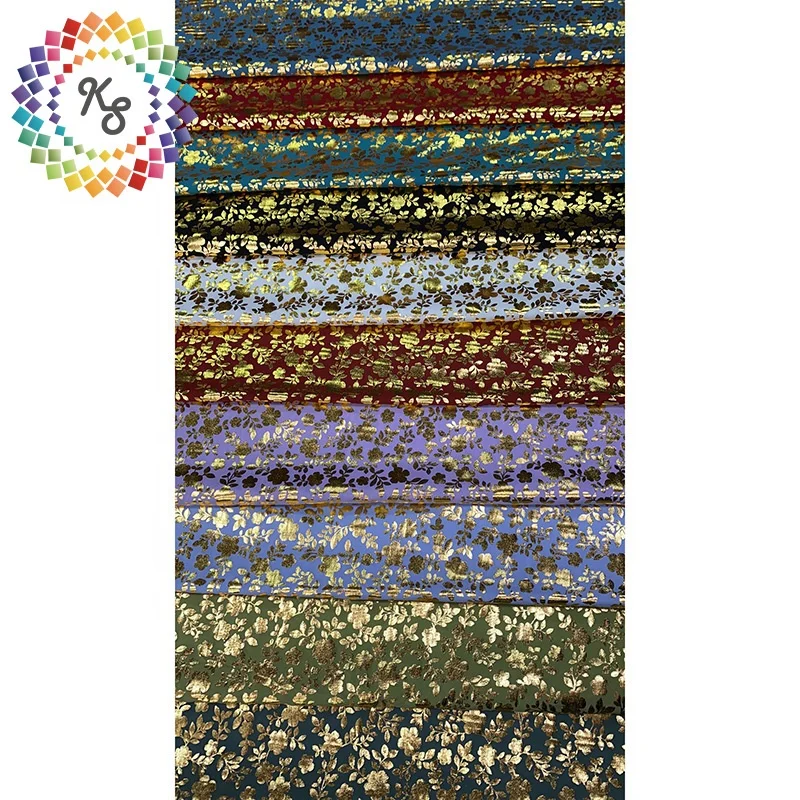 Cheap Shaoxing Stocklot 100% Rayon Gold Foil Rayon Viscose Challis Fabric