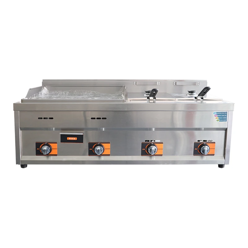 Factory direct sales stainless steel double cylinder gas fryer gas fryer industrial gas iron plate with frying basket