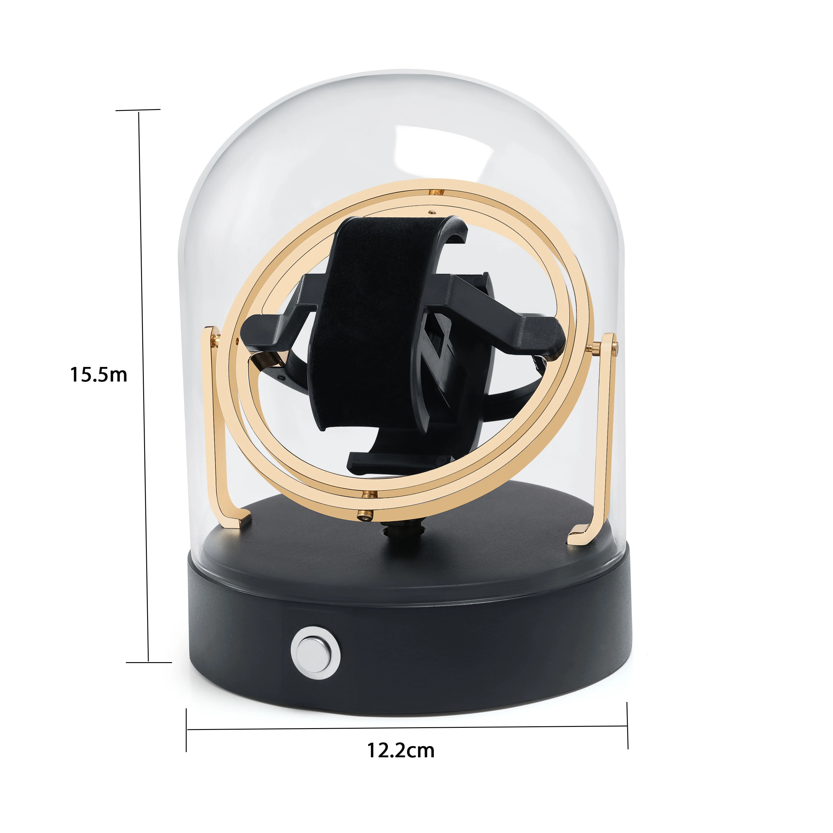 LAIHE Glass Cover Aluminum Alloy Battery Powered 1 Rotor Single Luxury Automatic Safe Gyro Watch Winder