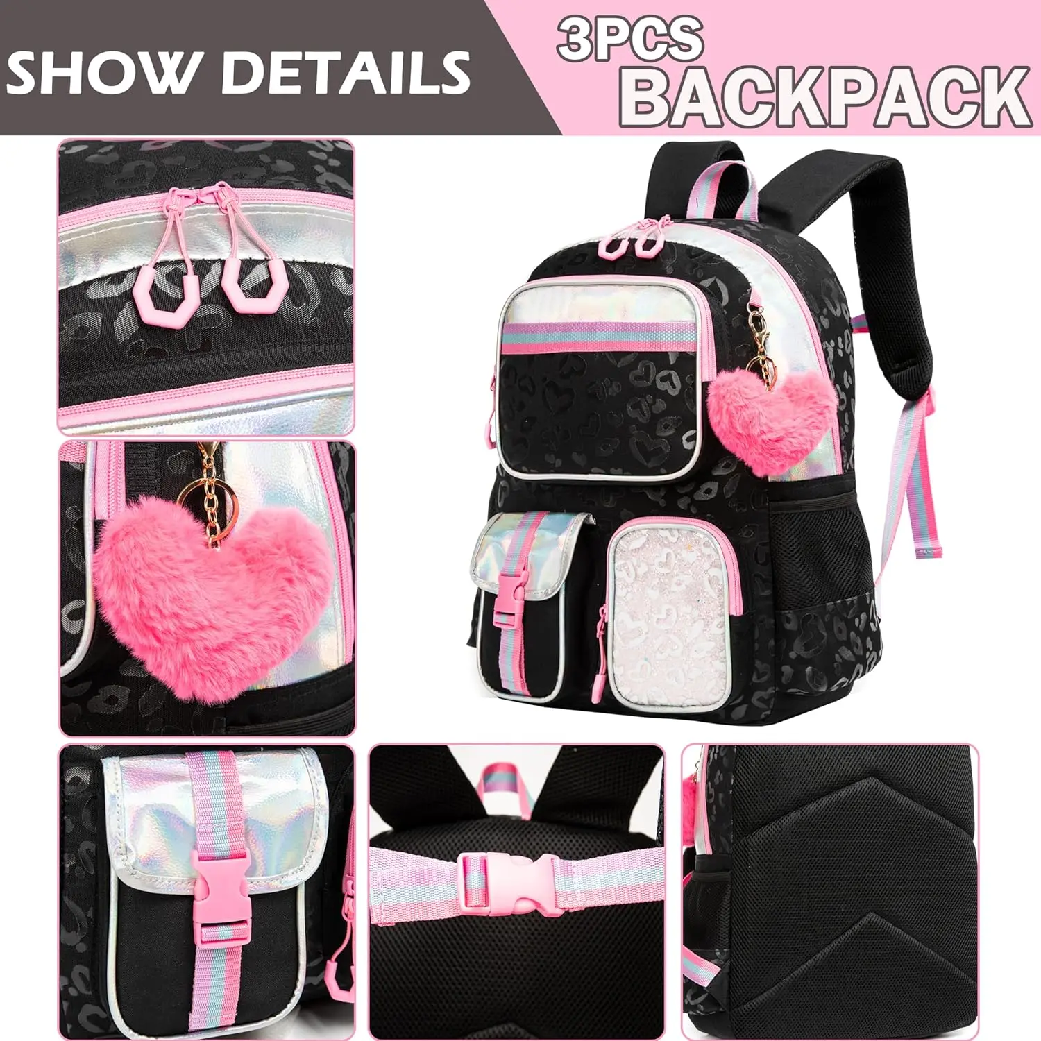 2025 New 3 Piece 3 In 1 School Bag Set Including Lunch Box Pencil Bag School Backpack Bag Set for Girls Kids Teenagers