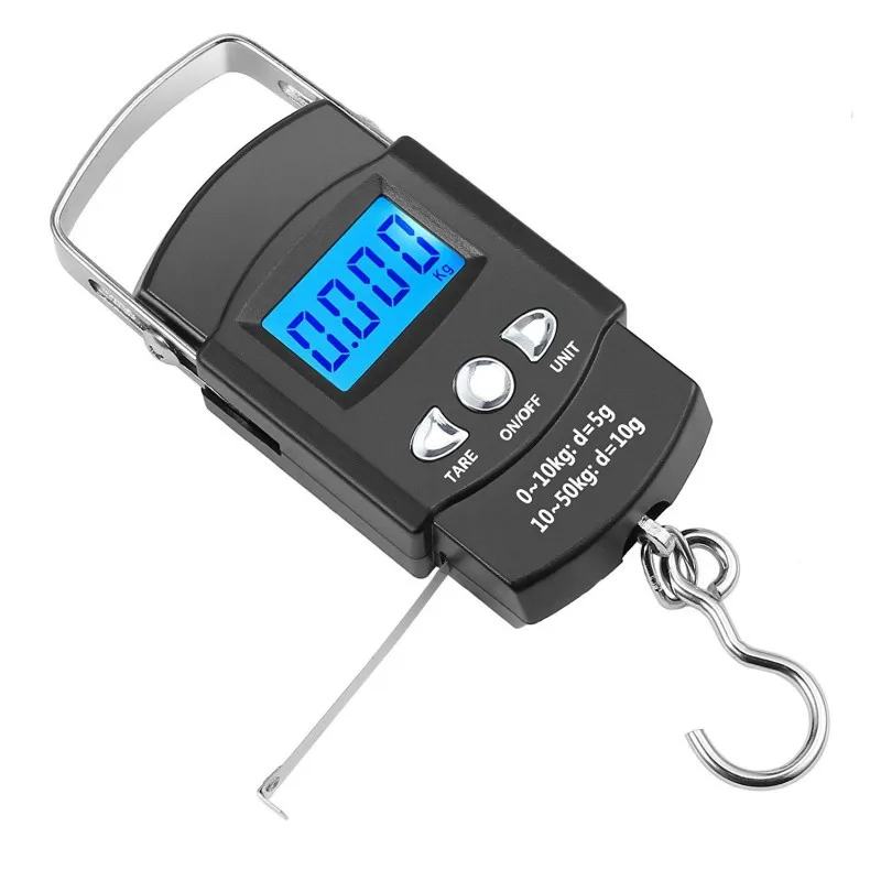50kg/10g high-precision digital lcd display hanging hook fish scale portable electronic travel hanging luggage scale