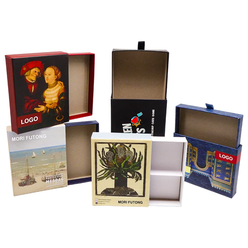 Custom Printing Hard Rigid Cardboard Luxury Sliding Box Drawer Box Packaging With Ribbon Rope Gift Sleeve