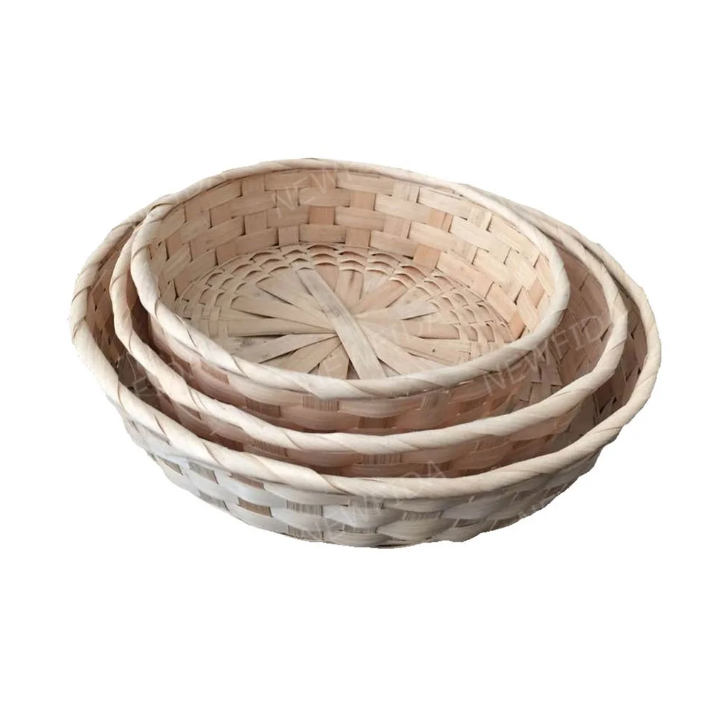 2022 Bulk Ecofriendly Decor Storage Basket Custom Bamboo Kids Easter Eggs Candy Baskets With Handle