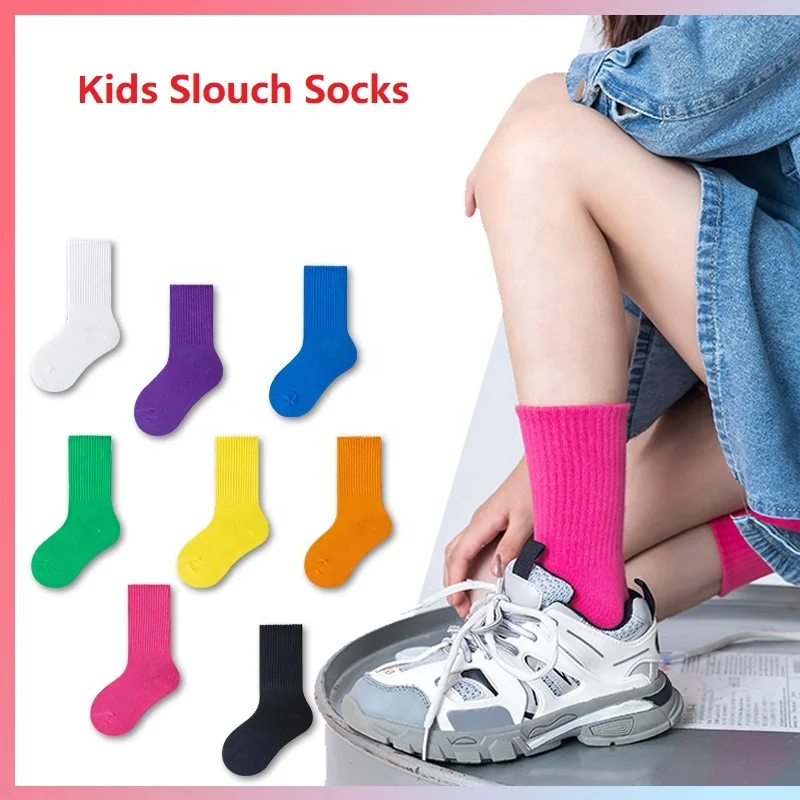 Wholesale Solid Colors Toddler Baby Cotton Kids Extra Long Slouch Socks Kids Birthday Socks for 0-12 Years Girls Boys