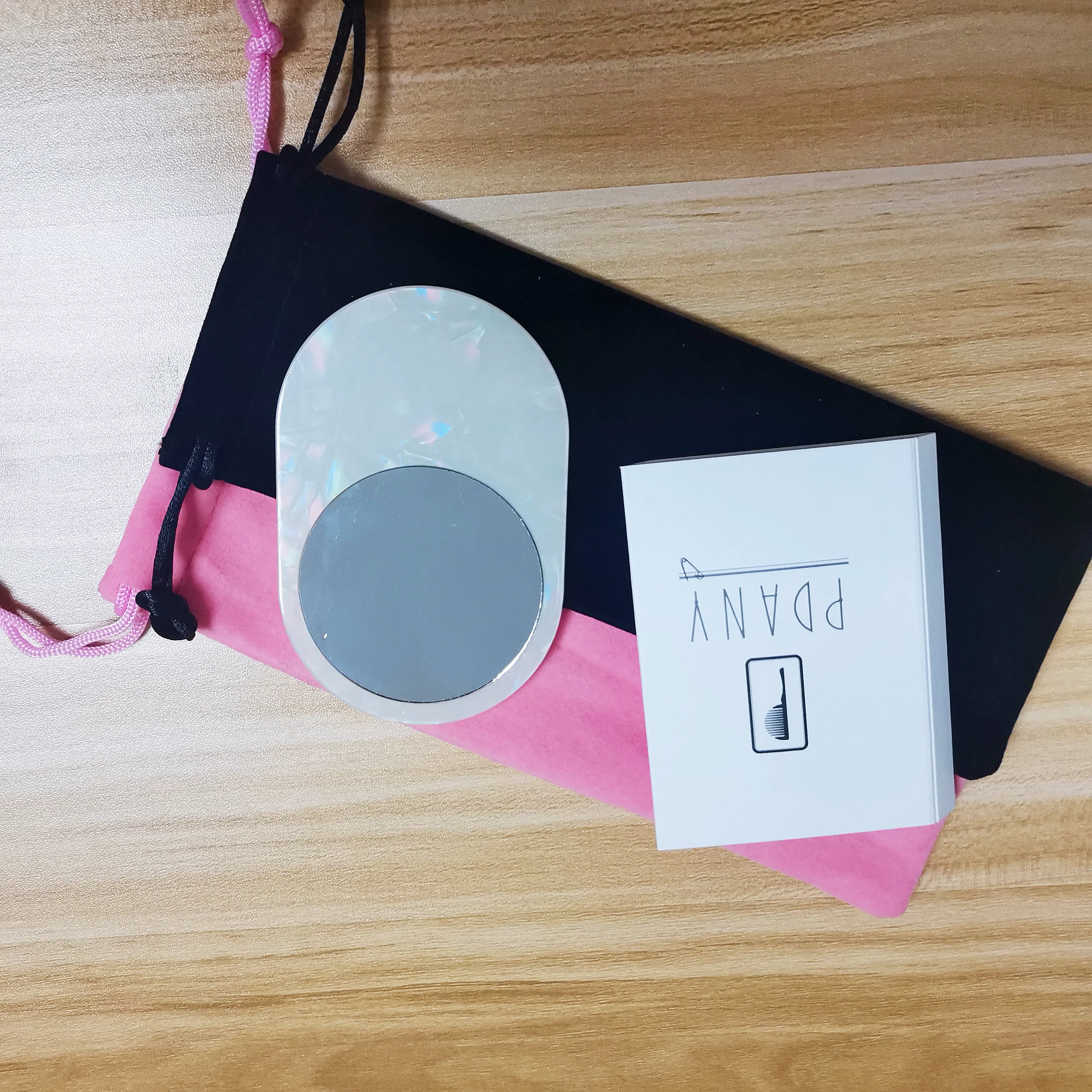 Eco-friendly Acetate Sheet Retro Handheld Tortoiseshell Oval Travel Portable Pocket Mirror Small Hand Daily Makeup Mirror