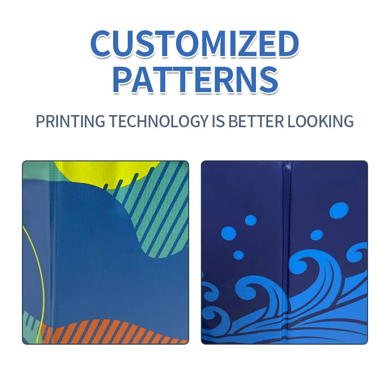 Foldable pool with blue graphic design New model available Family swimming pool Above ground removable portable pool