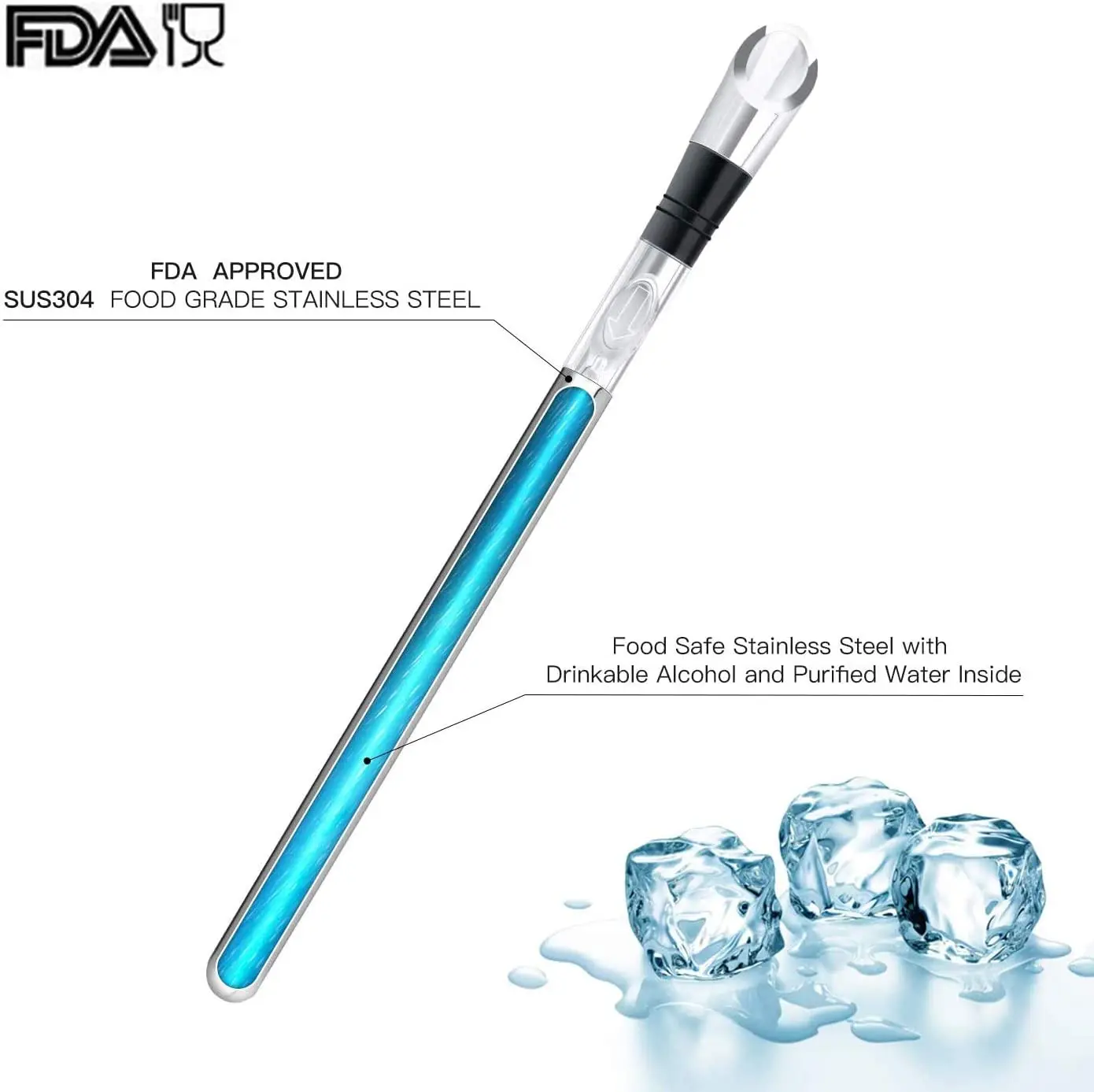 Wine Chiller Stick 3-in-1 Stainless Steel Wine Bottle Cooler Stick Rapid Iceless Stainless Steel Wine Bottle Chiller