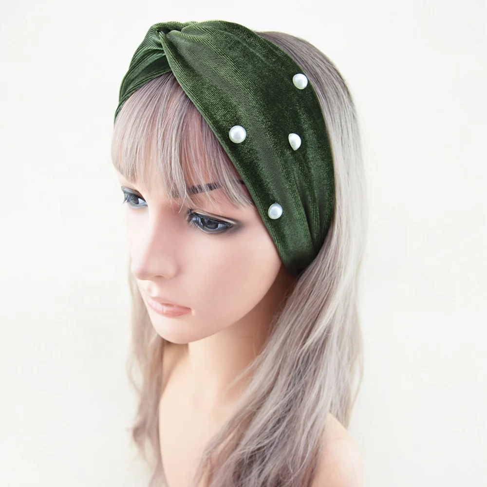 2023 Pearl Velvet Cross Warm Ear Protection Yoga Hair Accessories Face Wide Headband