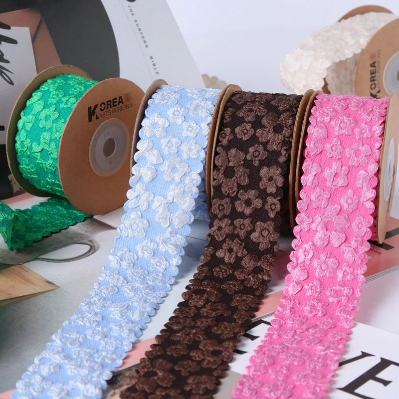 HSDRIBBON 1.5 Inch 3.8CM Three-dimensional plum blossom with curved bud edge Ribbon 50Yards/Roll