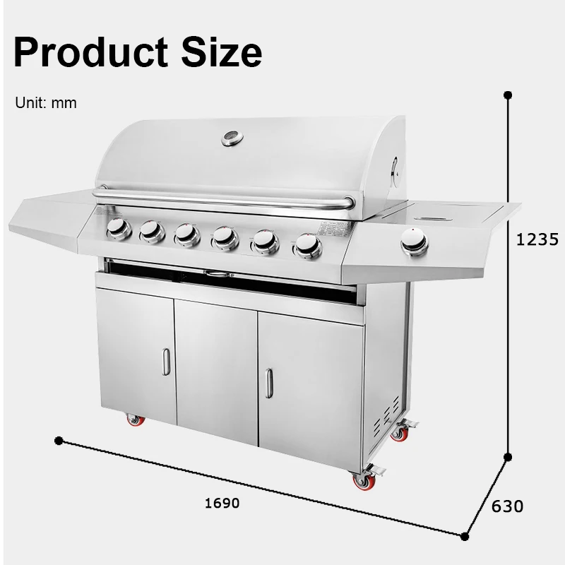 6 горелок наружные кухонные машины наружный газовый гриль машина Bbq Island