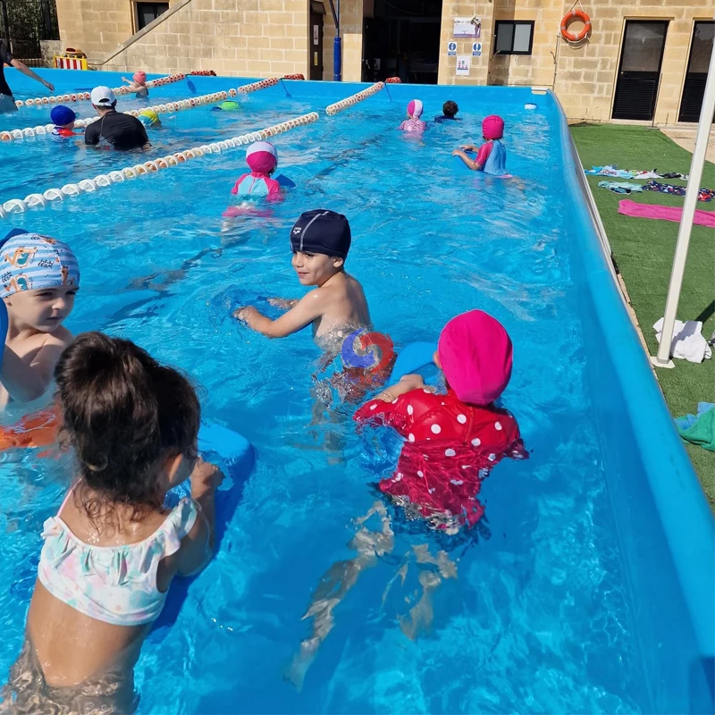 outdoor commercial use medium inflatable pool above ground metal framed swimming pools for kids swimming lessons