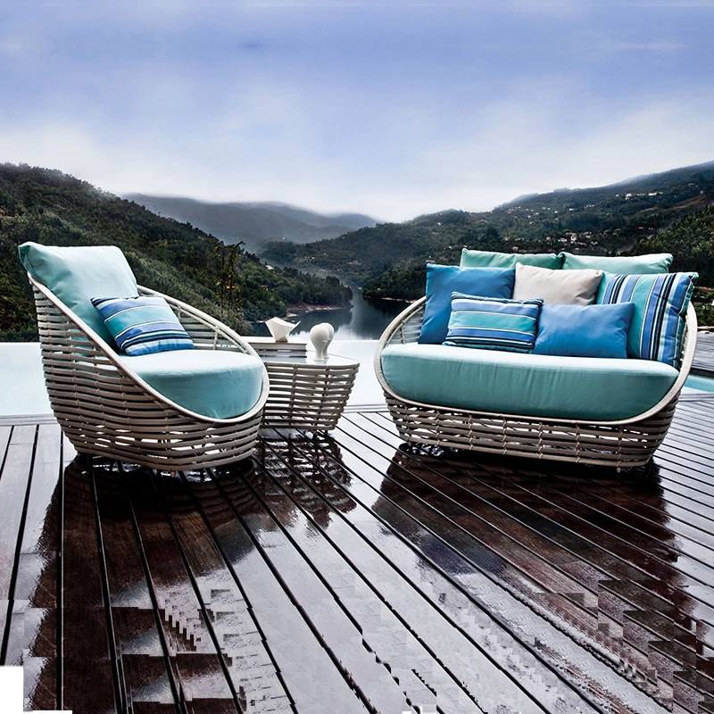 All weather patio garden modern white rattan wicker outdoor sofa set rattan furniture