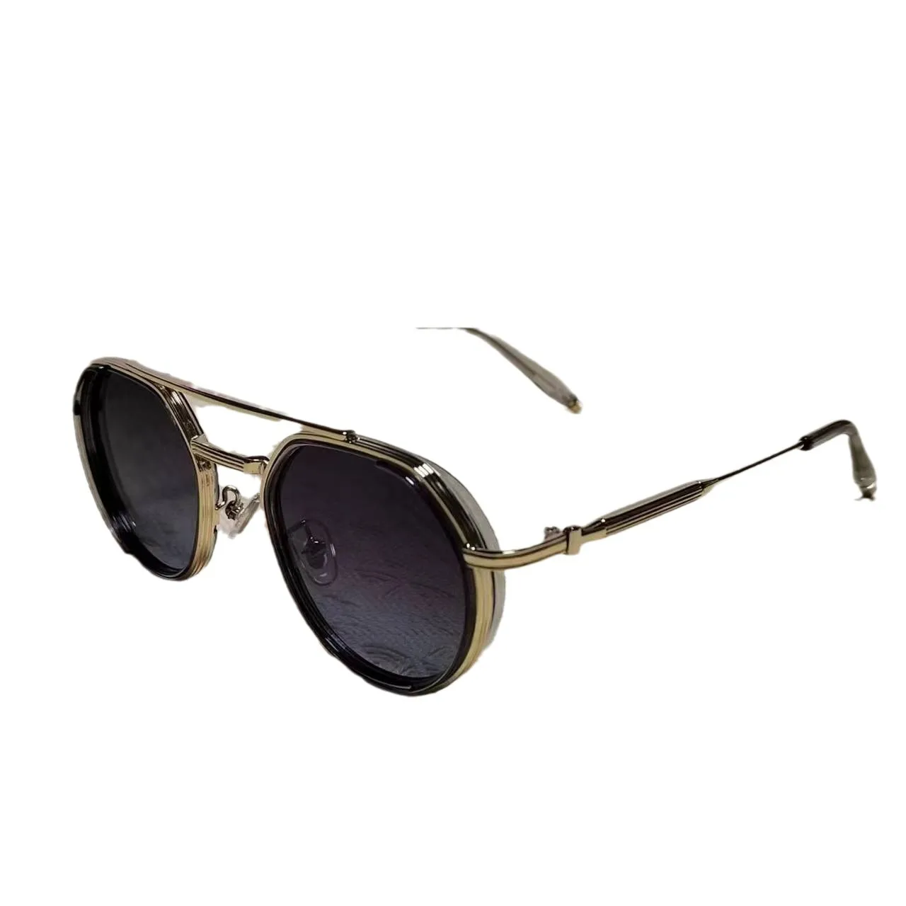 2024 New Luxury Round Frame Metal Punk Sun Glasses Wholesale High Quality Retro Steampunk Sunglasses Men