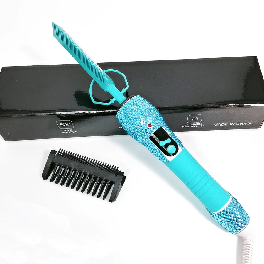 New professional hot hair tools bling diamond hot comb electric copper hot comb ceramic press comb for hair extension