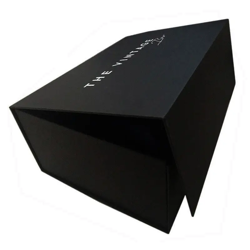 Recyclable T shirt designer Cardboard Packaging Magnetic Closure custom Black shoe Foldable magnetic Paper Gift Box with logo