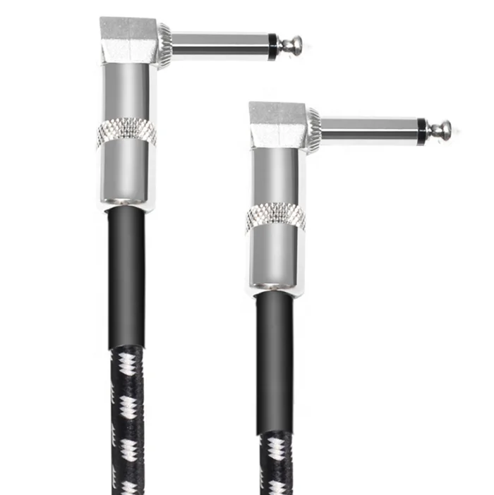 Factory Price Right Angle 6.35mm Jack Male To Male Audio Cable 15cm/30cm  Effect Pedal Patch Cable