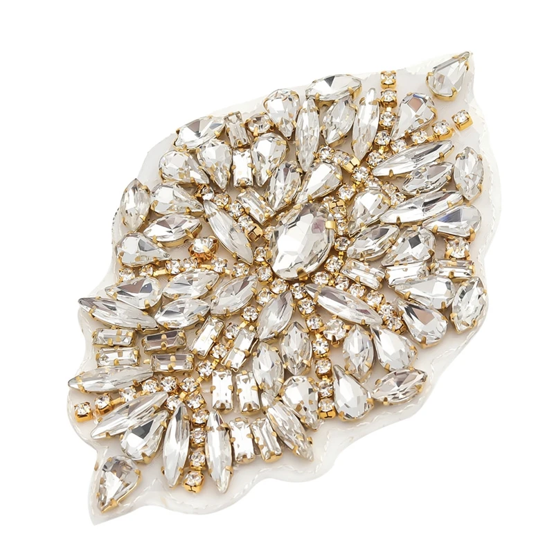 
Best Sale Hot Fix Small Crystal Shoes Accessories Applique,Iron on Wedding Dress Flower Rhinestone Applique Patch 