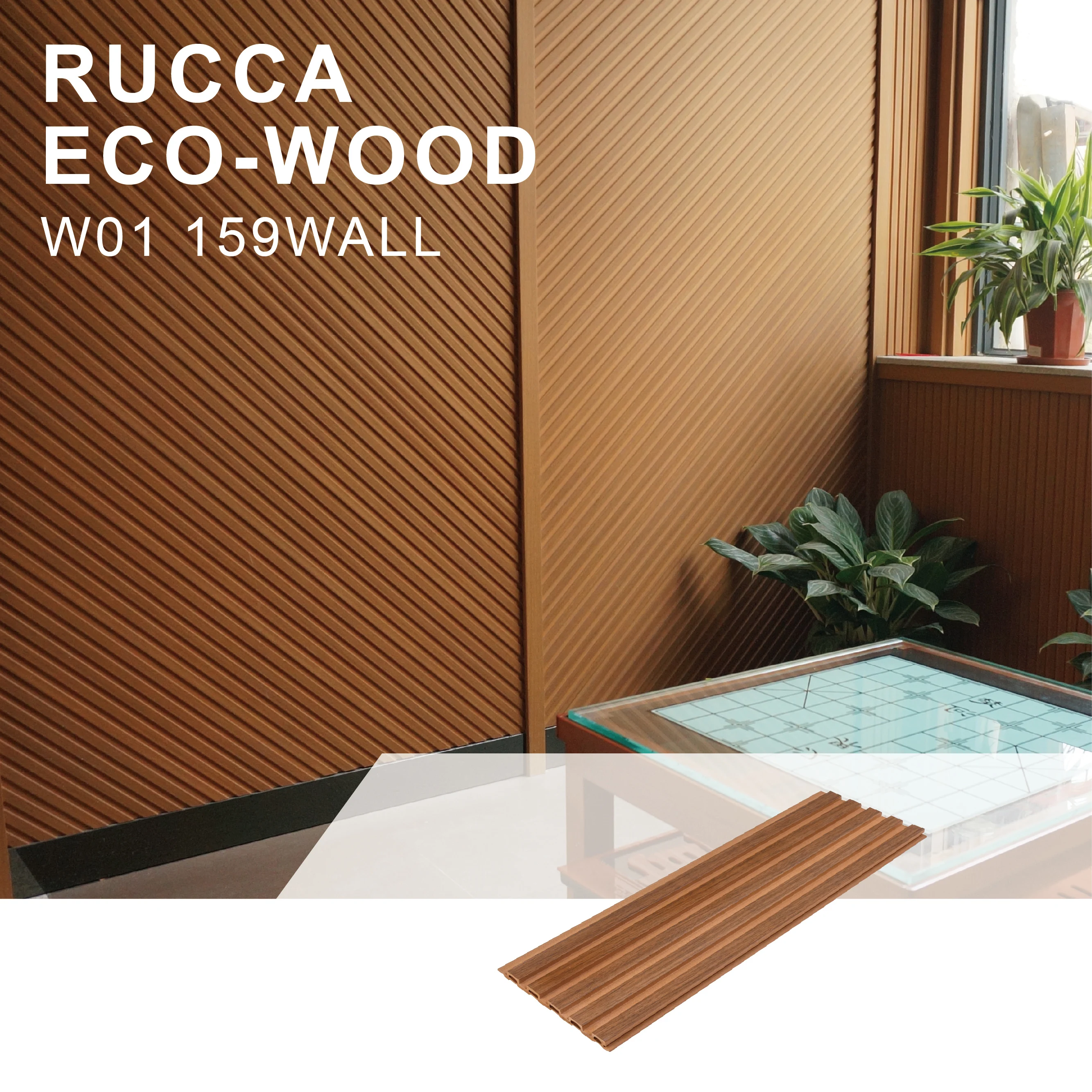 Foshan Rucca Factory Price Wpc/wood Plastic Composite Decorative Interior(hotel/restaurant/hospital/home) 159*10mm Wall Paneling