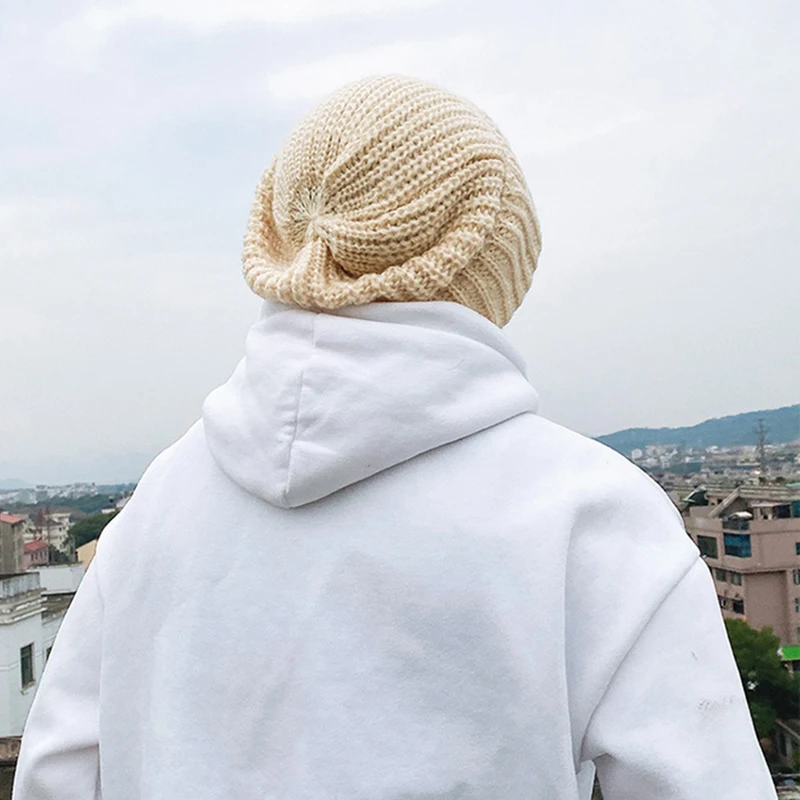 private label big size baggy bennie hat chunky cable knit slouchy beanies winter hats cap for men