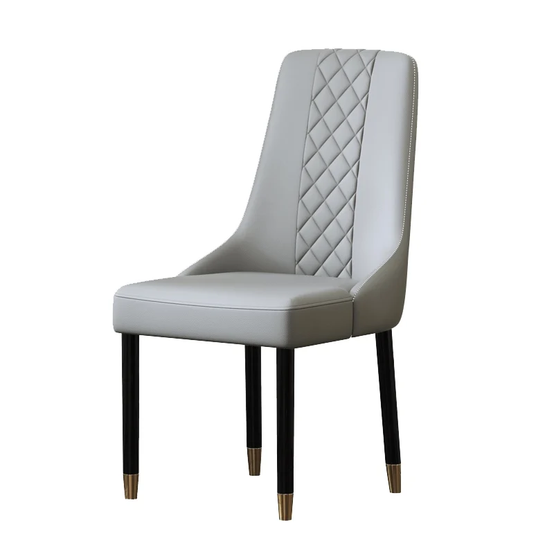 Роскошный кожаный обеденный стул с высокой спинкой в американском скандинавском современном дизайне серая мебель для кухни ресторана столовой