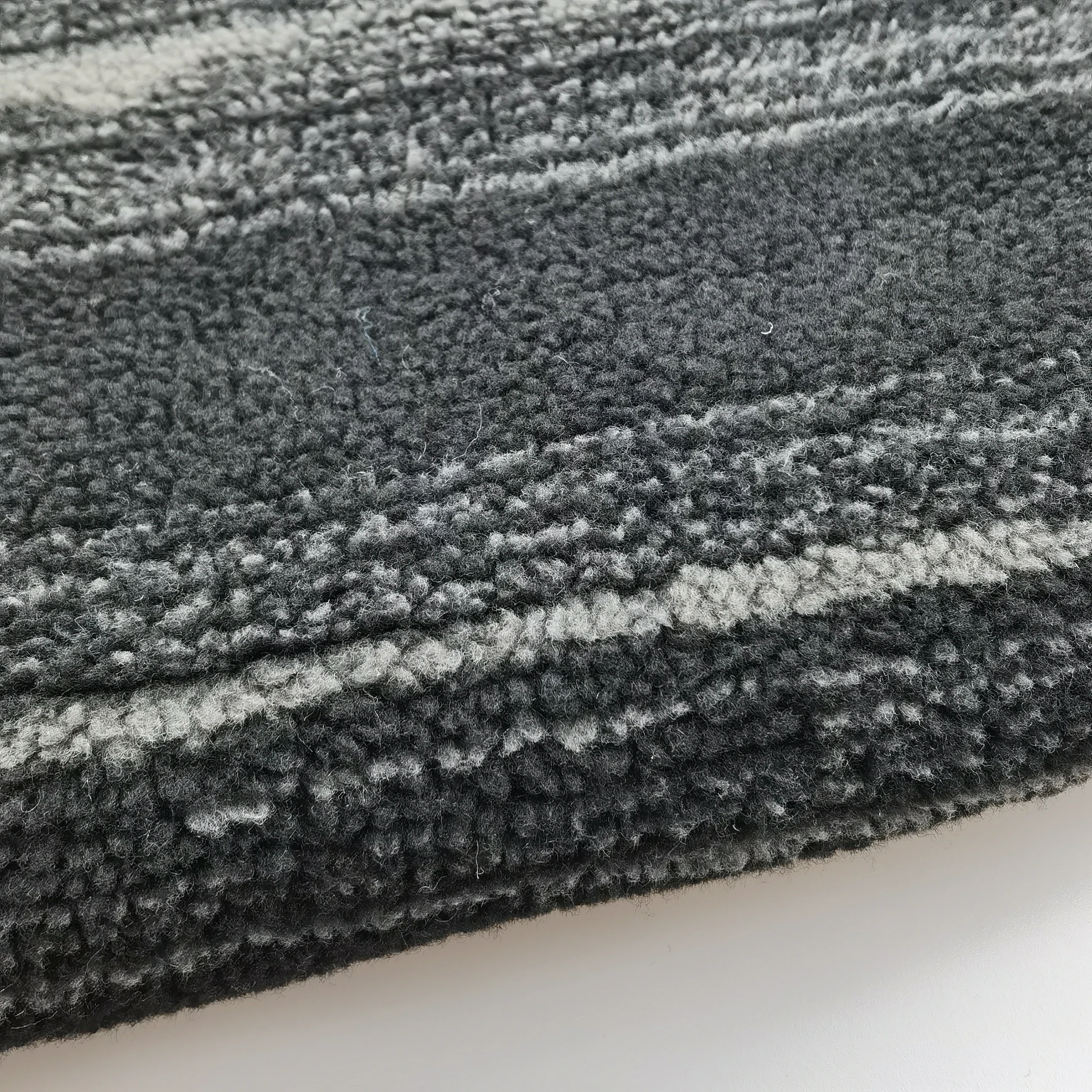 China manufacturer strip jacquard 100% polyester teddy pile sherpa fleece garment fabrics