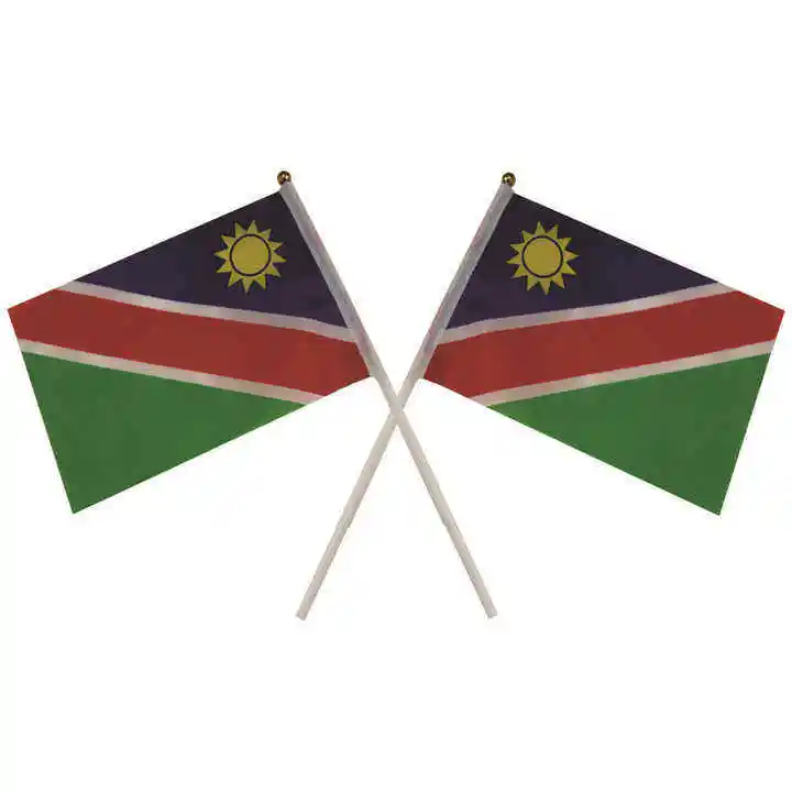 Hot sell wholesale Namibian flag 14x21cm polyester fabric holding the flag Party campaign flags